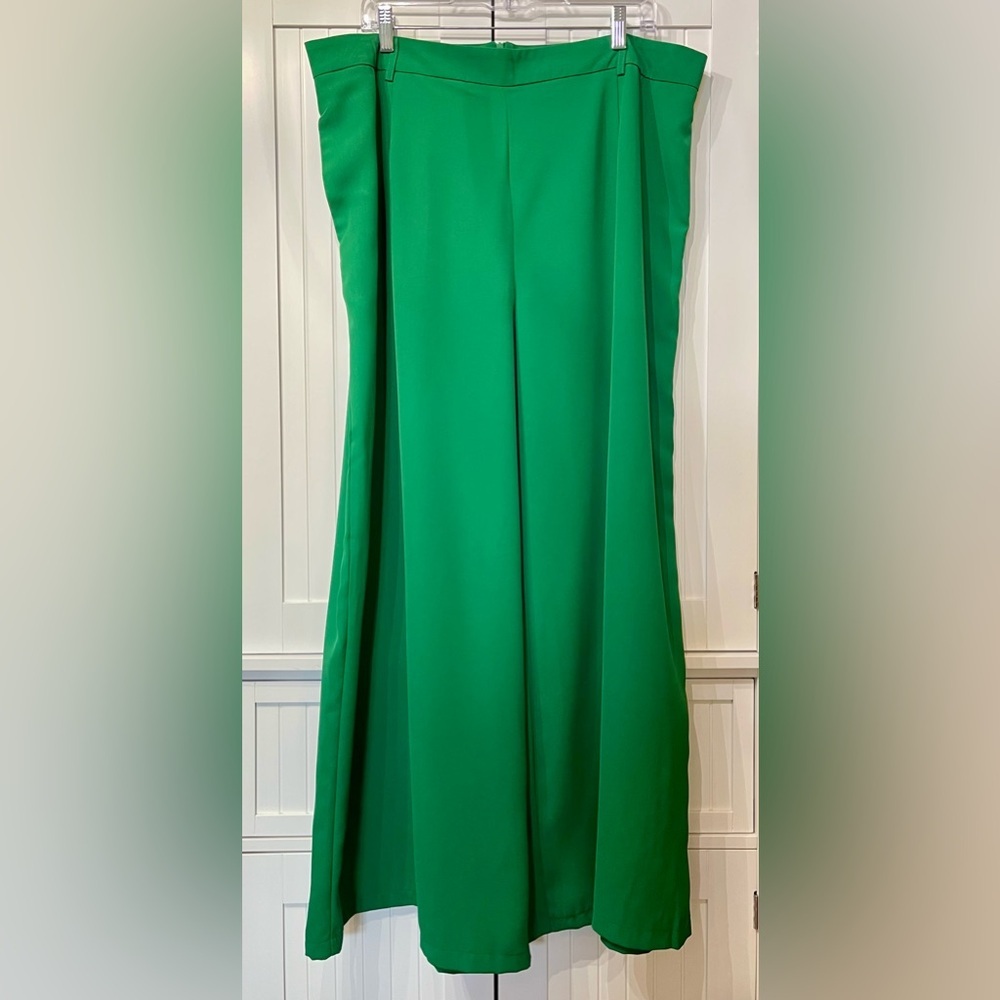 Double Crazy Green High-Waist Wide Leg Palazzo Entrapment Trousers 2XL